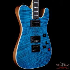 Charvel Custom Shop Wild West 010 Masterbuilt Red Dave Style 2 HH Flame Top Kill Switch Trans Aqua - Image 4