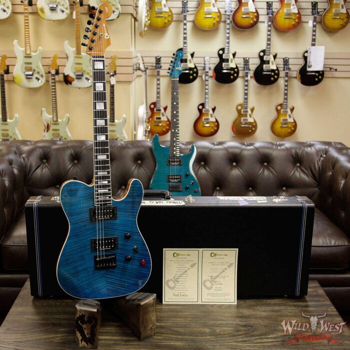Charvel Custom Shop Wild West 010 Masterbuilt Red Dave Style 2 HH Flame Top Kill Switch Trans Aqua - Image 13