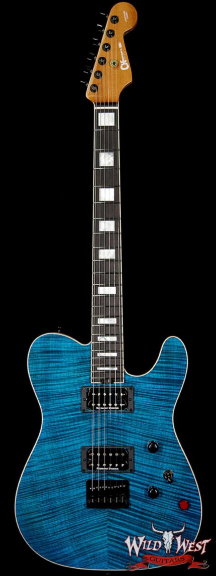 Charvel Custom Shop Wild West 010 Masterbuilt Red Dave Style 2 HH Flame Top Kill Switch Trans Aqua