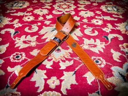 Red Monkey Handbuilt 2” Classic Leather Guitar Strap 56’‘- 60’’ Cognac + Silver
