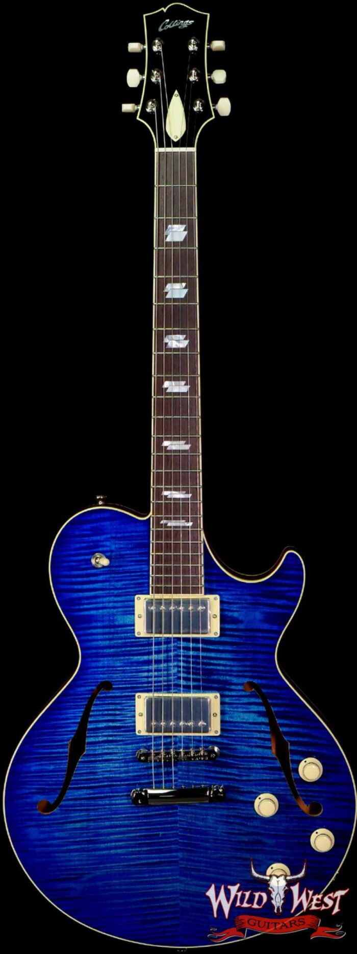 Collings SoCo Deluxe Premium Flame Maple Top Lollar Low Wind Imperial Humbuckers Blue Burst - Image 1