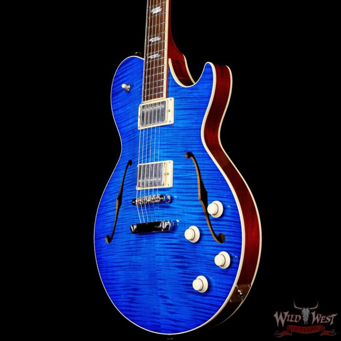 Collings SoCo Deluxe Premium Flame Maple Top Rosewood Fingerboard Lollar Low Wind Imperial Humbuckers Sapphire Blue - Image 2