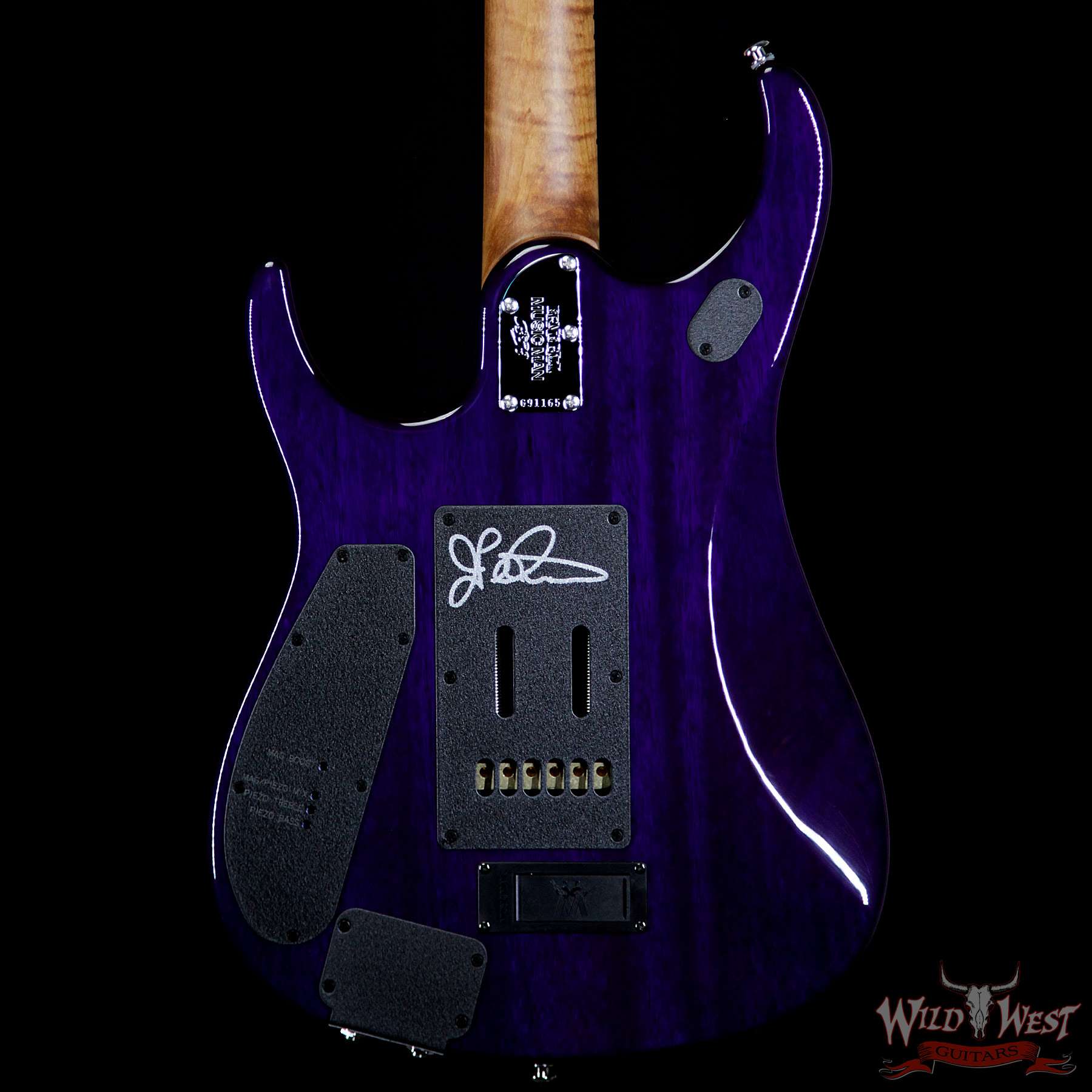 ebmm-bfr-jp15-g91165-bb__wwg.jpg Ernie Ball Music Man BFR JP15 Piezo #28 of 84 Spalted Maple Top Roasted Flame Maple Neck Purple Sunset - Image 5