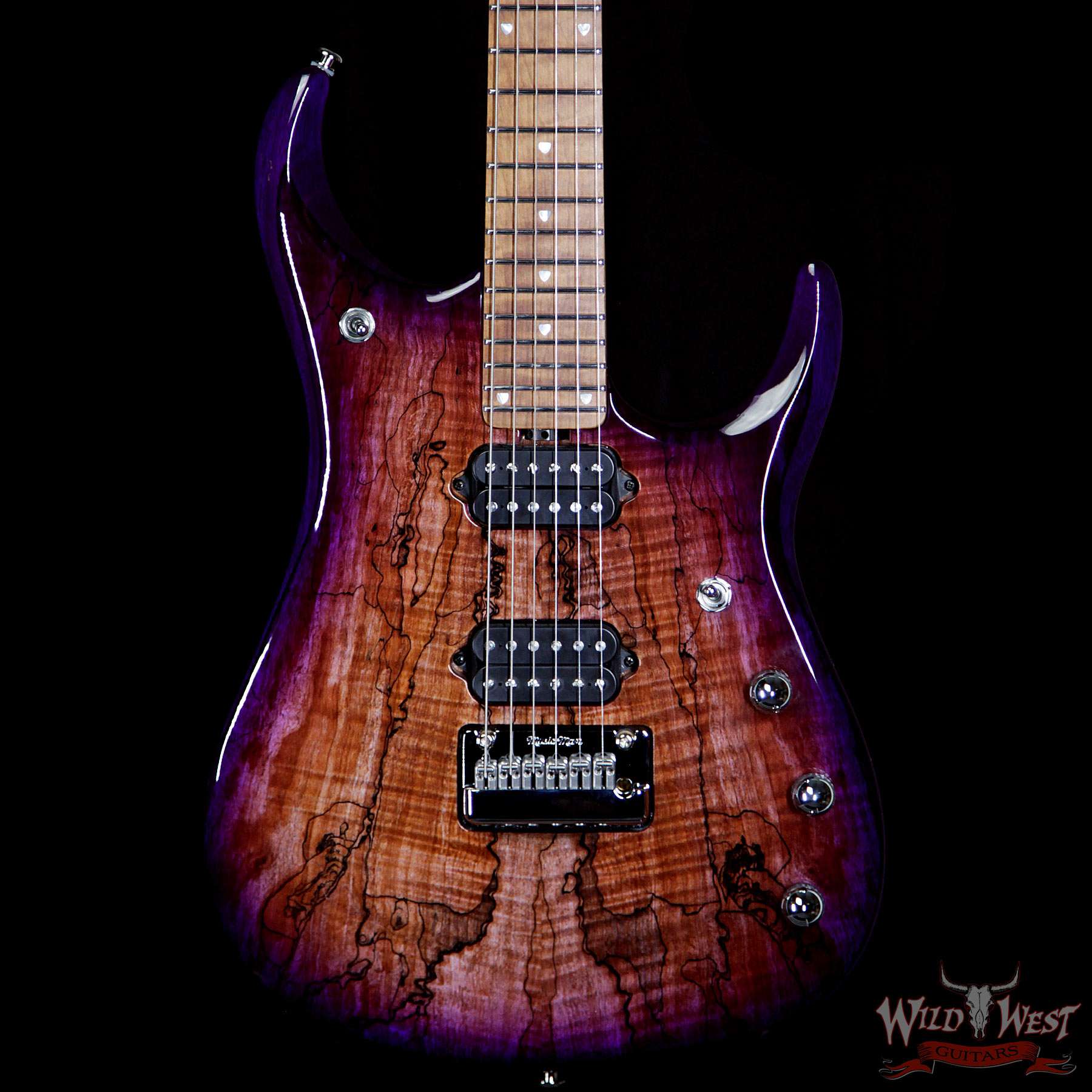 ebmm-bfr-jp15-g91165-bf__wwg.jpg Ernie Ball Music Man BFR JP15 Piezo #28 of 84 Spalted Maple Top Roasted Flame Maple Neck Purple Sunset - Image 3
