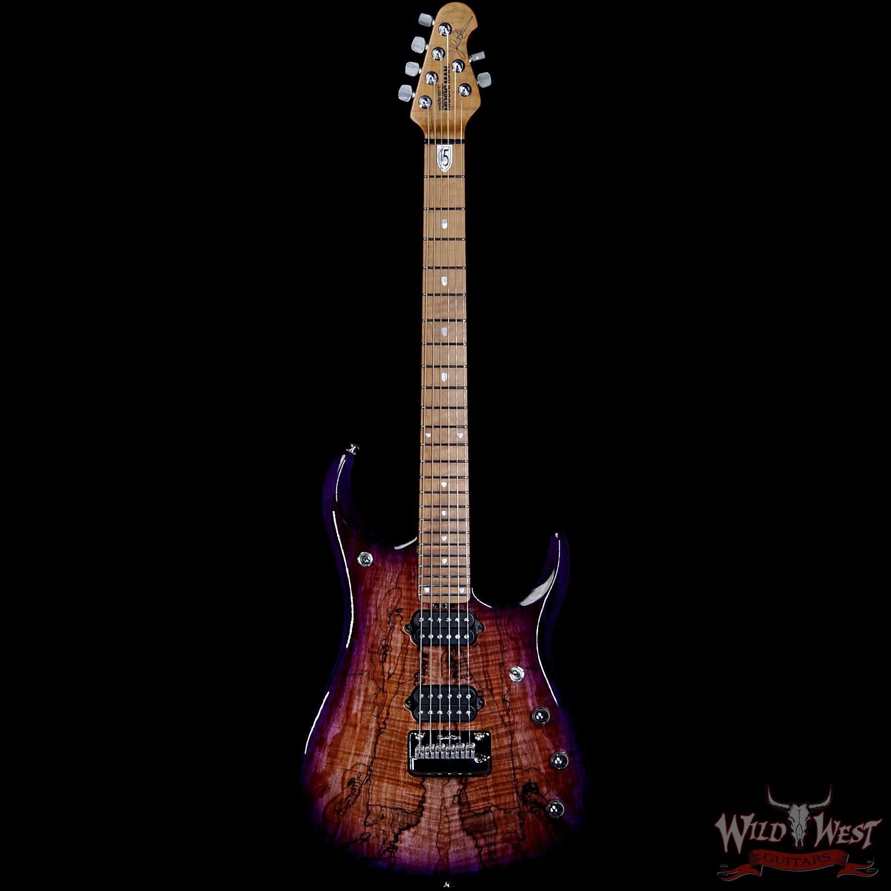 ebmm-bfr-jp15-g91165-f__wwg.jpg Ernie Ball Music Man BFR JP15 Piezo #28 of 84 Spalted Maple Top Roasted Flame Maple Neck Purple Sunset - Image 4