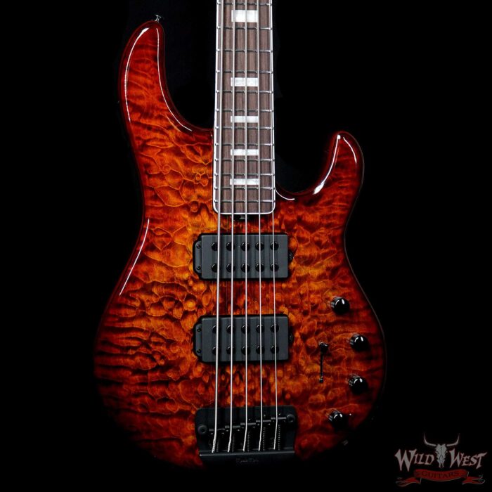 Ernie Ball Music Man BFR StingRay 5 HH Bass Quilt Maple Top Roasted Flame Maple Neck Translucent Orange #79 of 91 - Image 2