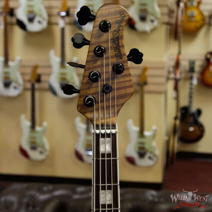 Ernie Ball Music Man BFR StingRay 5 HH Bass Quilt Maple Top Roasted Flame Maple Neck Translucent Orange #79 of 91 - Image 5