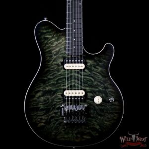 Ernie Ball Music Man BFR Limited Edition # 40 of 50 Quilt Top Axis Roasted Flame Maple Neck Predator Green Satin - Image 3
