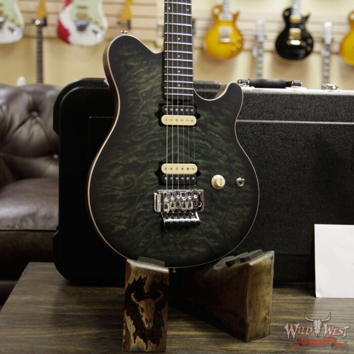 Ernie Ball Music Man BFR Limited Edition # 40 of 50 Quilt Top Axis Roasted Flame Maple Neck Predator Green Satin - Image 12