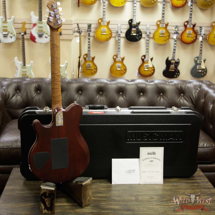 Ernie Ball Music Man BFR Limited Edition # 40 of 50 Quilt Top Axis Roasted Flame Maple Neck Predator Green Satin - Image 13