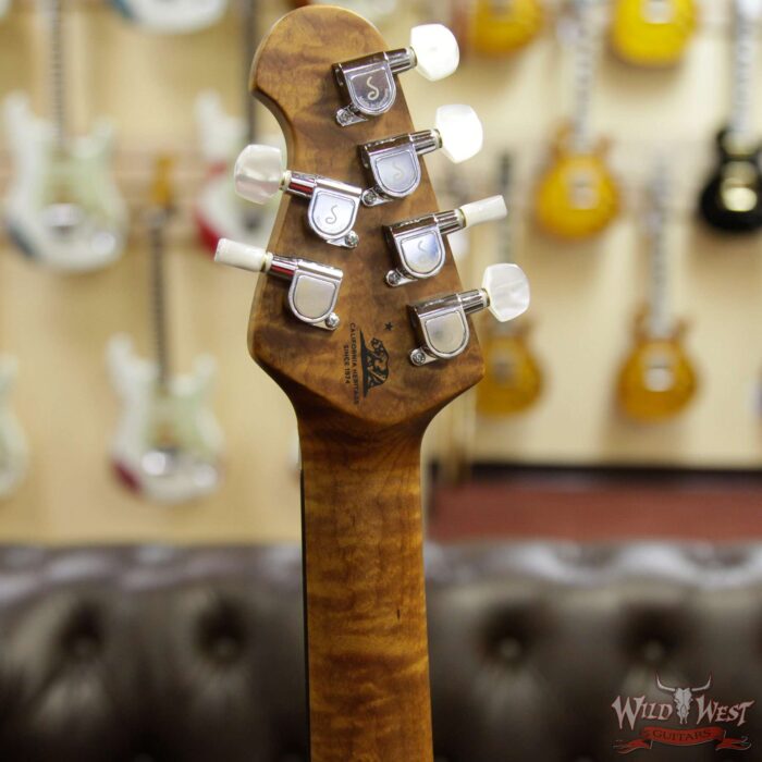 Ernie Ball Music Man BFR Limited Edition # 40 of 50 Quilt Top Axis Roasted Flame Maple Neck Predator Green Satin - Image 9