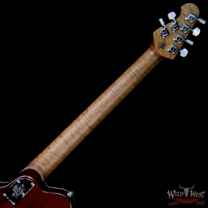Ernie Ball Music Man BFR Limited Edition # 40 of 50 Quilt Top Axis Roasted Flame Maple Neck Predator Green Satin - Image 10