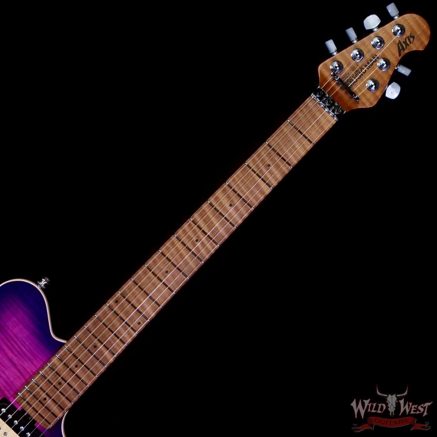 ebmm-h05933-c2__wwg.jpg Ernie Ball Music Man Axis Double Locking Tremolo DiMarzio HH Pickups Flame Maple Top Ollalieberry 7.10 LBS - Image 4