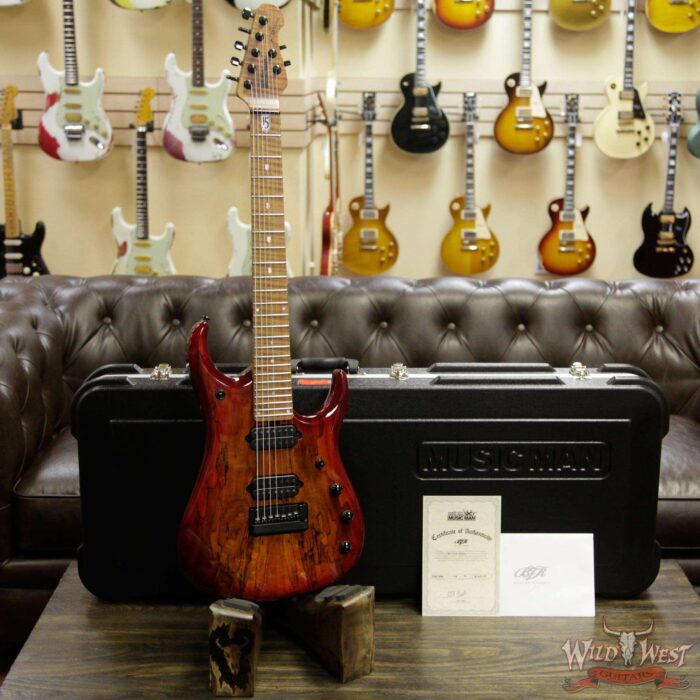 Ernie Ball Music Man BFR JP15 Piezo 7 String Spalted Maple Top Blood Orange Burst #45 of 71 - Image 9