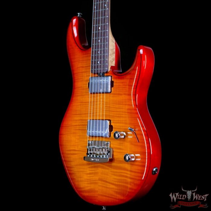 Ernie Ball Music Man Steve Lukather Luke III HH Flame Maple Top Roasted Birdseye Maple Neck Cherry Burst - Image 2