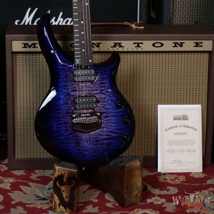 Ernie Ball Music Man Majesty 6 with Piezo Quilt Maple Top Flame Maple Neck Ebony Board Purple Nebula 119 of 150 - Image 8