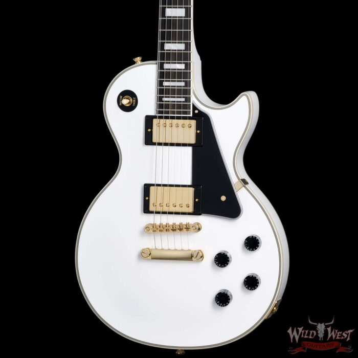 Epiphone Inspired by Gibson Custom Les Paul Custom Alpine White Ebony Fingerboard Gibson USA Pickups 8.90 LBS - Image 4