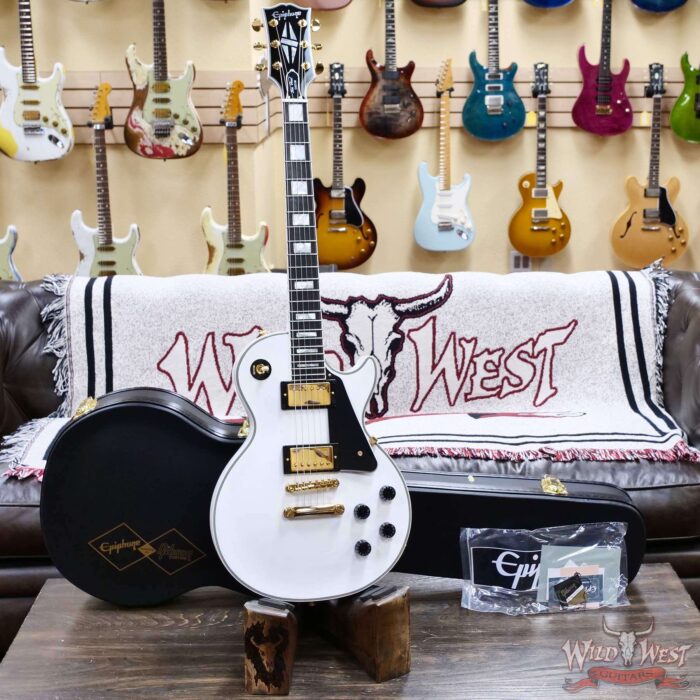 Epiphone Inspired by Gibson Custom Les Paul Custom Alpine White Ebony Fingerboard Gibson USA Pickups 8.90 LBS - Image 6