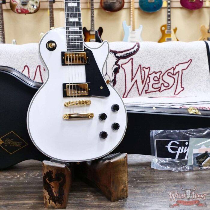 Epiphone Inspired by Gibson Custom Les Paul Custom Alpine White Ebony Fingerboard Gibson USA Pickups 8.90 LBS - Image 8