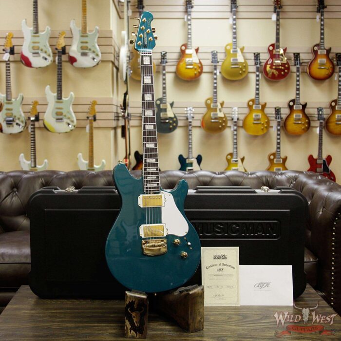 Ernie Ball Music Man BFR Limited #39 of 63 Valentine Rosewood Board Roasted Flame Maple Neck Pine Green - Image 12