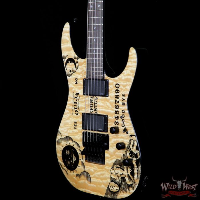 ESP LTD Kirk Hammett Signature KH Ouija EMG HH Floyd Rose Quilted Maple Top Natural 1 of 666 Limited - Image 2