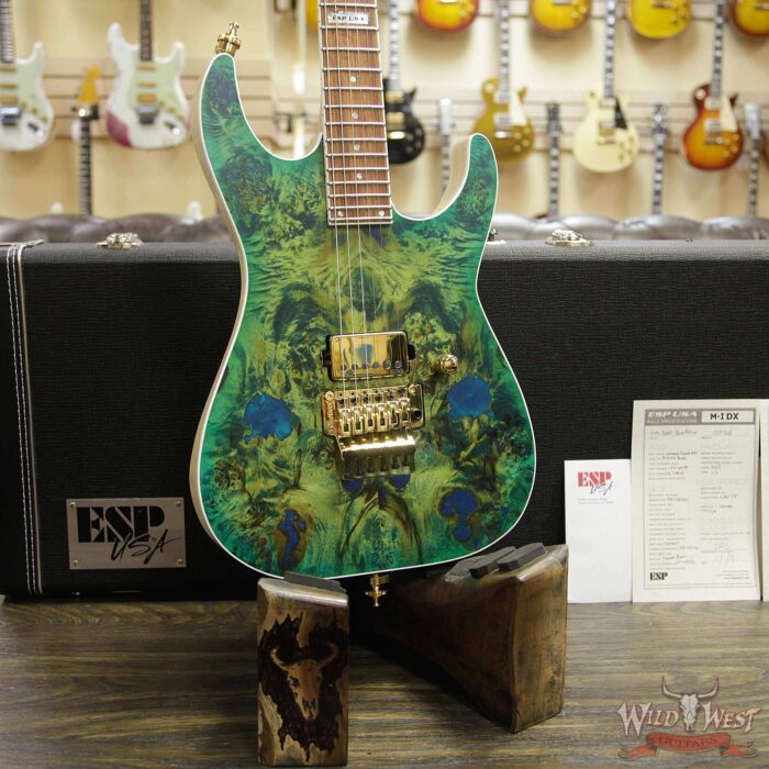 ESP USA Limited Edition Burl Series M-I FR DLX Poplar Burl w/ Swamp Ash Lime Burst - Image 10