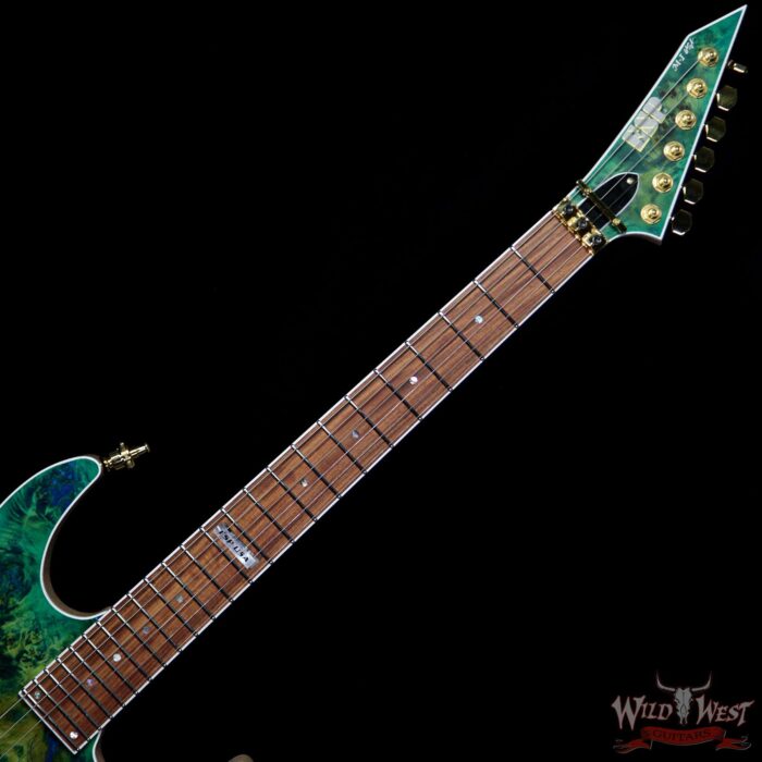 ESP USA Limited Edition Burl Series M-I FR DLX Poplar Burl w/ Swamp Ash Lime Burst - Image 6