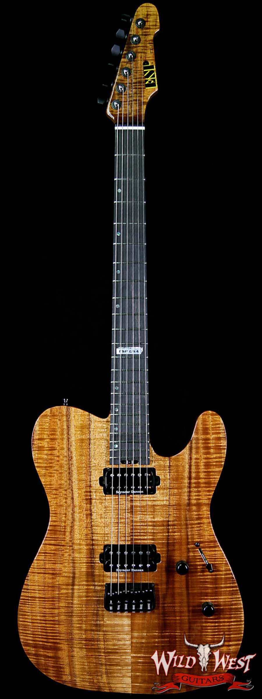 esp-teii-koa-us17103-main__wwg_large.jpg ESP USA Limited Edition 6 of 25 TE-II Hardtail Koa Top with Ebony Fretboard Natural - Image 1