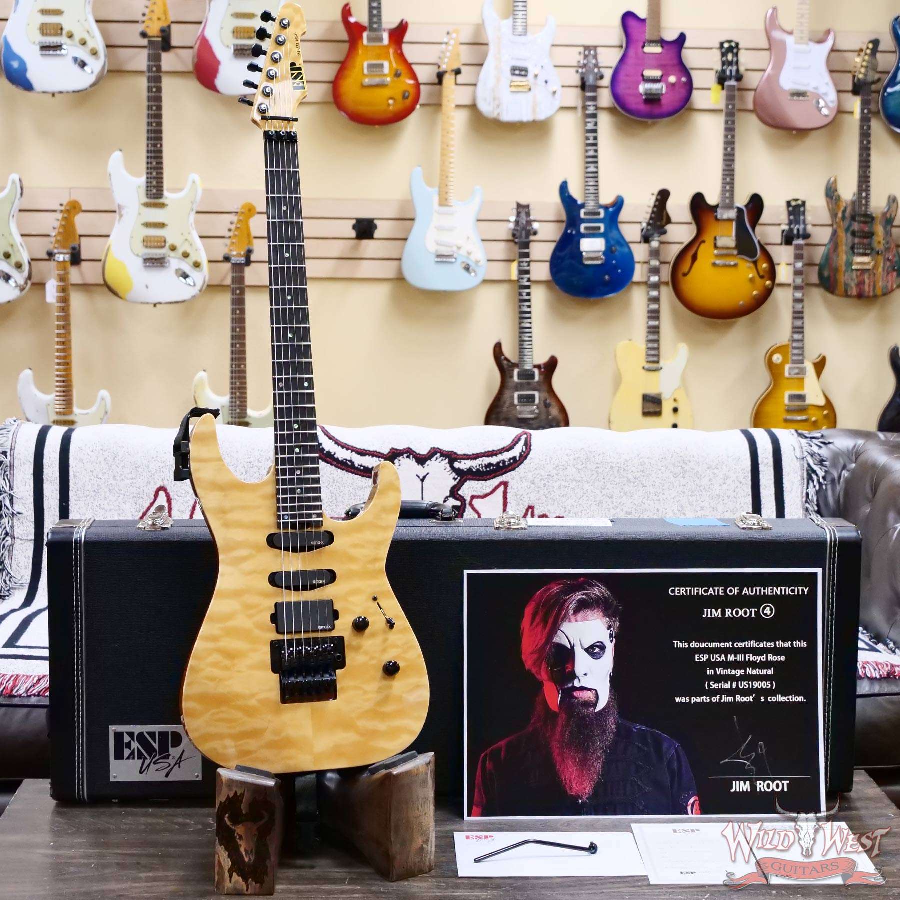 esp-us19005-d1__wwg.jpg Jim Root Collection 2019 ESP USA M-III Quilted Maple Top Vintage Natural 7.90 LBS - Image 6