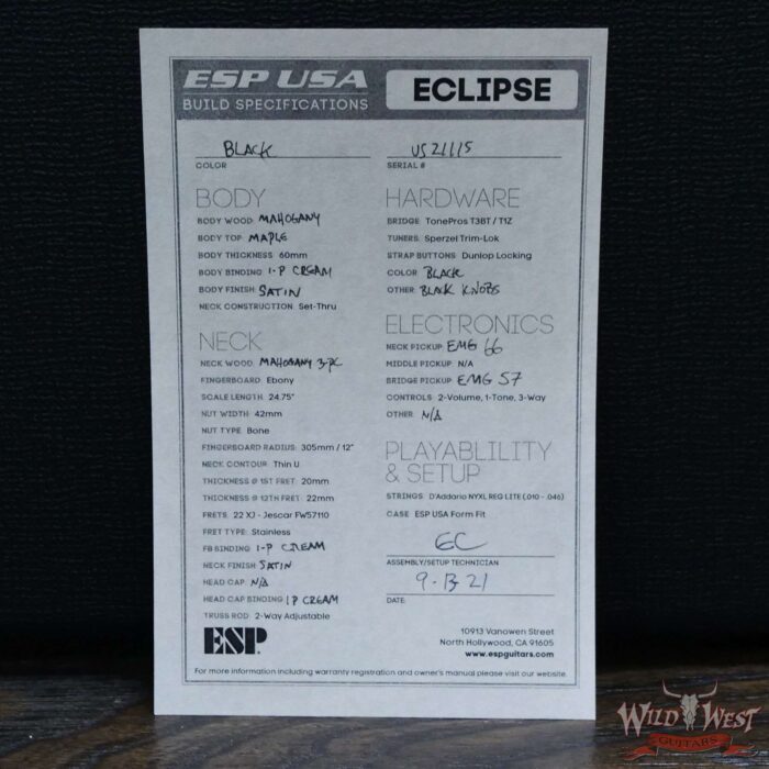 ESP USA Eclipse EMG 57/66 Pickup Satin Black - Image 11