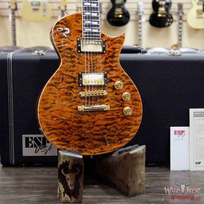 ESP USA Eclipse Quilted Maple Top Ebony Fingerboard Seymour Duncan APH-1 Pickups Tiger Eye Gold Hardware - Image 9