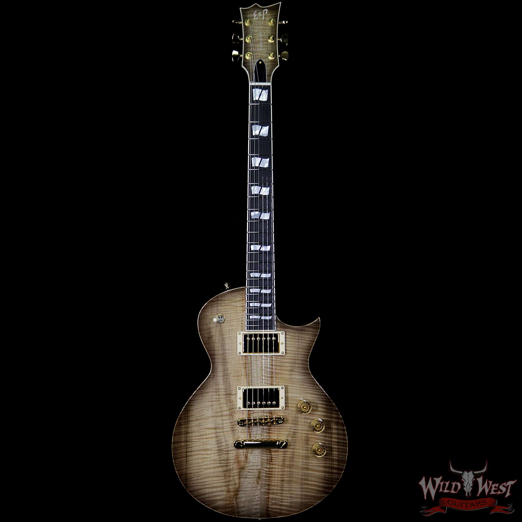 ESP USA Eclipse Flame Flame Myrtlewood Top Ebony Fingerboard See