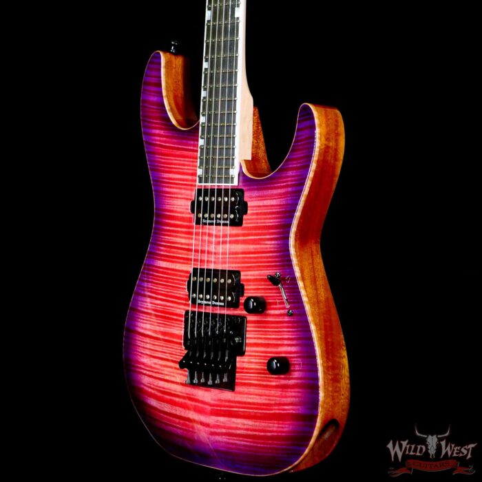 ESP USA M-II DLX FR Floyd Rose Flame Maple Top Ebony Fingerboard Seymour Duncan Pickups Cranberry Burst - Image 2