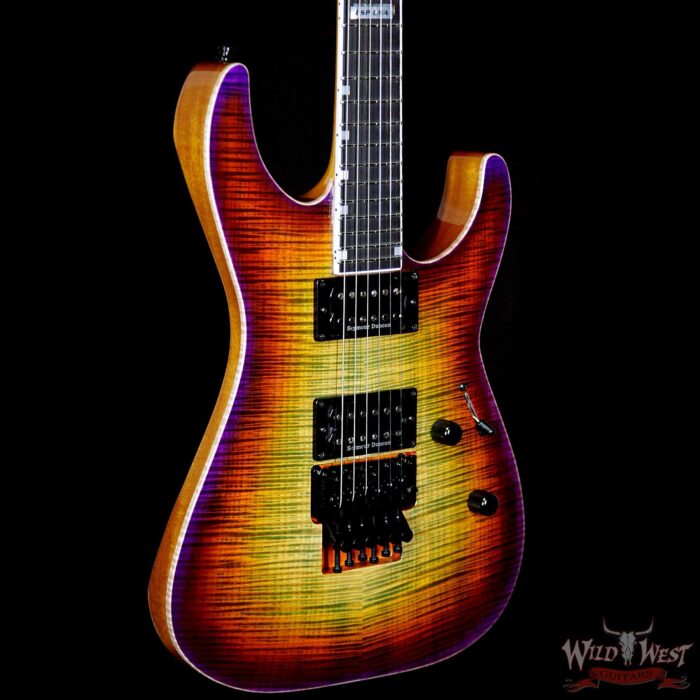 ESP USA M-II NTH Floyd Rose Neck-Thru Body Flame Maple Top Ebony Board Lynch Burst - Image 4