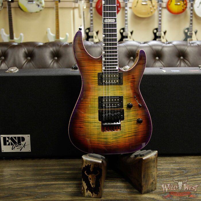 ESP USA M-II NTH Floyd Rose Neck-Thru Body Flame Maple Top Ebony Board Lynch Burst - Image 10