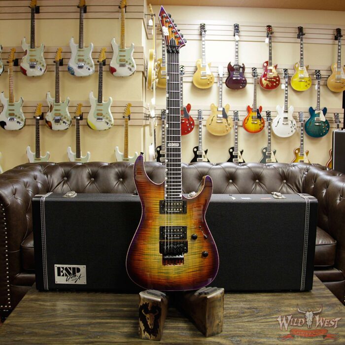 ESP USA M-II NTH Floyd Rose Neck-Thru Body Flame Maple Top Ebony Board Lynch Burst - Image 11