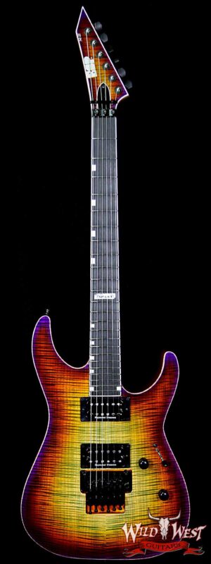 ESP USA M-II NTH Floyd Rose Neck-Thru Body Flame Maple Top Ebony Board Lynch Burst