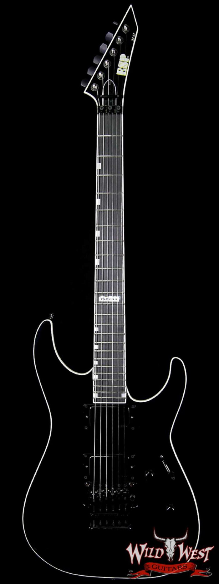 ESP USA M-II Neck NTB Floyd Rose Thru Body Ebony Fretboard EMG Pickup Black - Image 1