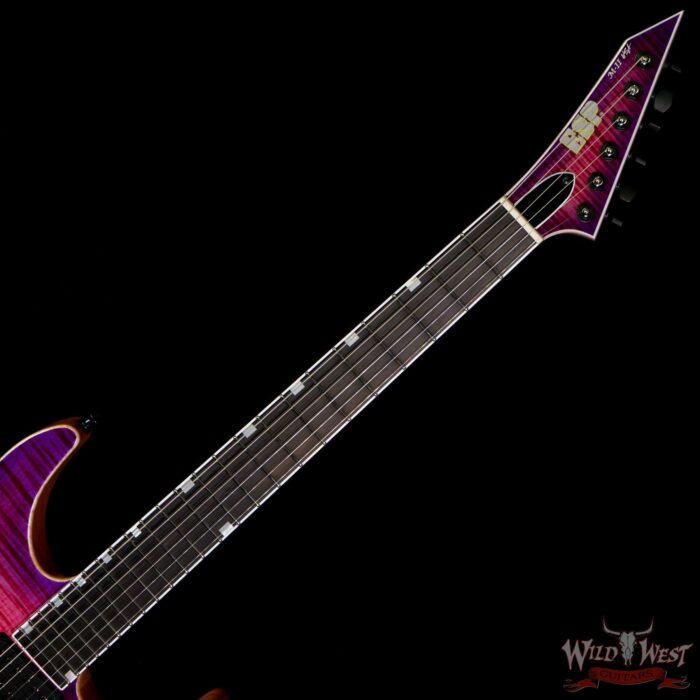 ESP USA M-II NTB Neck Thru Body Tune-O-Matic Bridge Flame Maple Top Seymour Duncan Pegasus/Sentient Cranberry Burst - Image 4