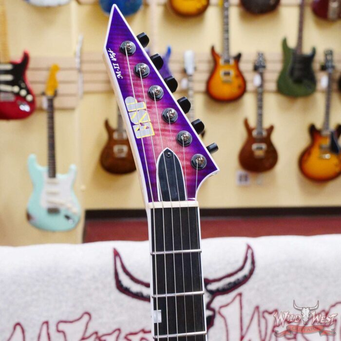 ESP USA M-II NTB Neck Thru Body Flame Maple Top Ebony Fingerboard Cranberry Burst - Image 7