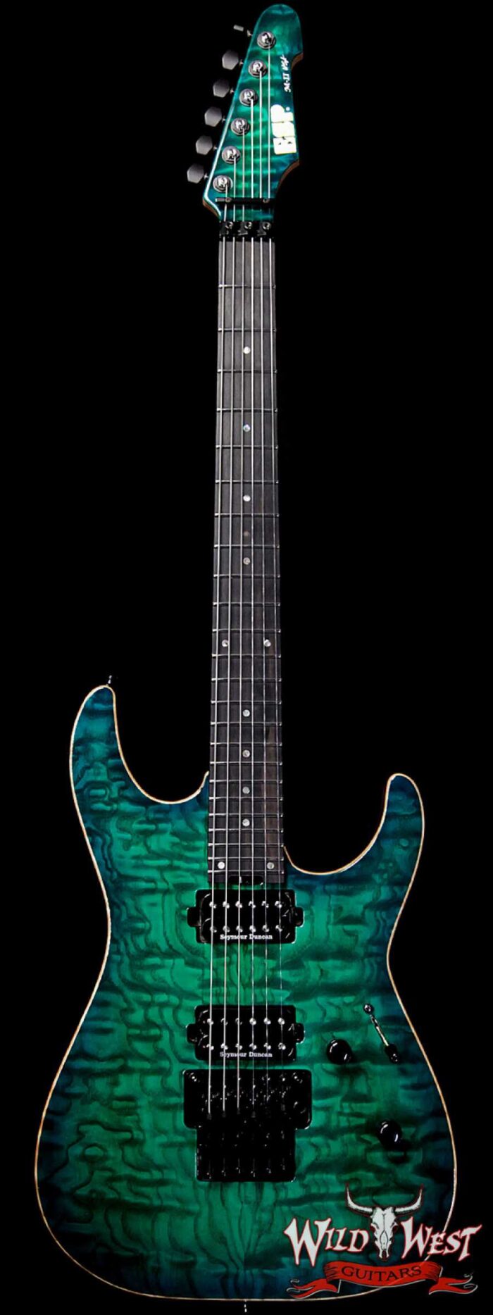 ESP USA M-II Floyd Rose Tamo Ash Top with Ebony Fretboard Emerald Green Sunburst - Image 1