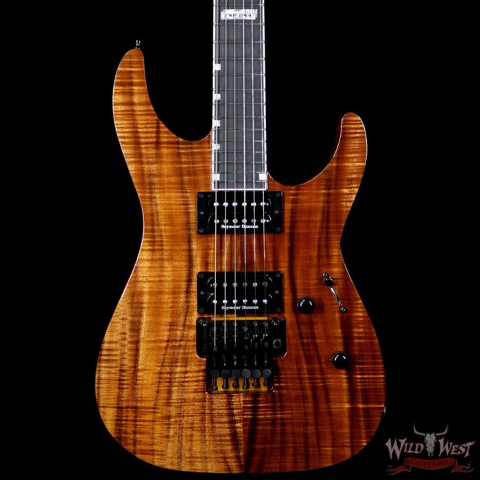 ESP USA M-II NTB Neck Thru Body Floyd Rose Koa Top Ebony Fretboard Natural - Image 3