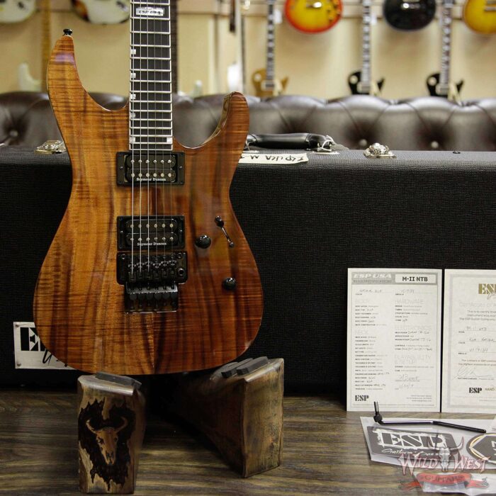ESP USA M-II NTB Neck Thru Body Floyd Rose Koa Top Ebony Fretboard Natural - Image 12