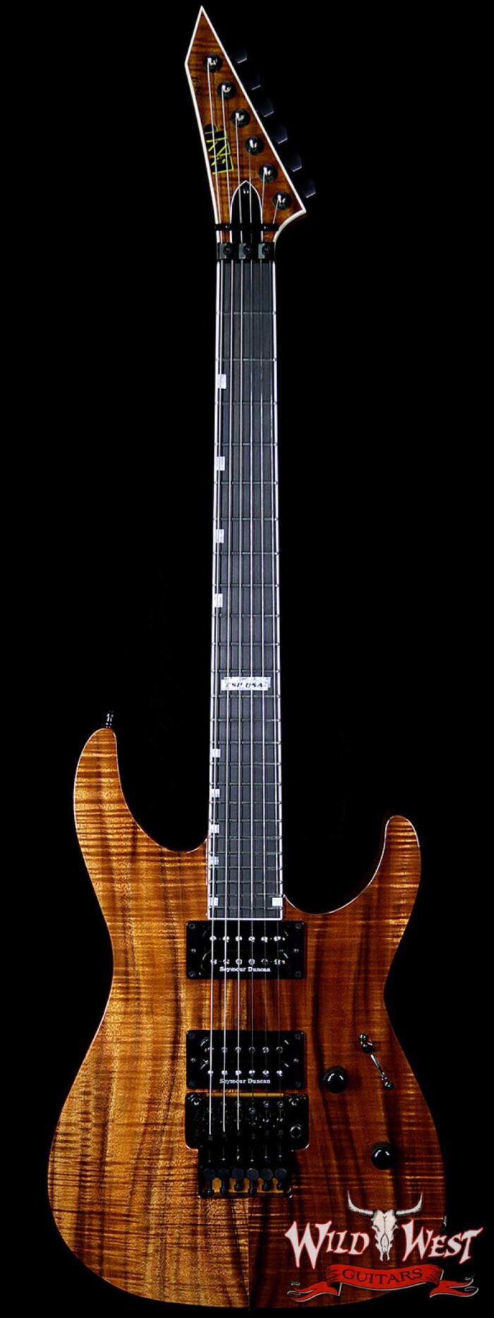 ESP USA M-II NTB Neck Thru Body Floyd Rose Koa Top Ebony Fretboard Natural - Image 1
