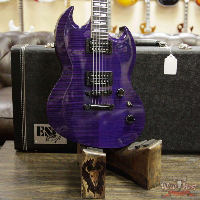 ESP USA Viper Flame Maple Top Ebony Fingerboard Purple Sunburst - Image 11