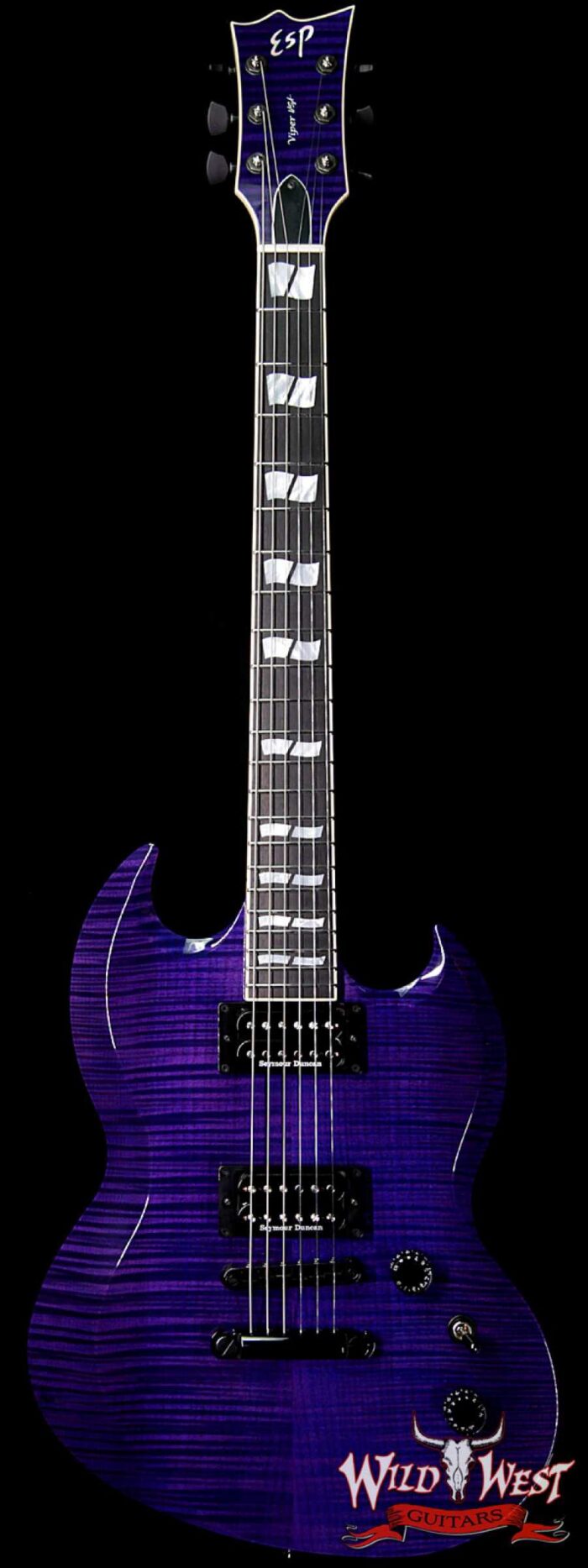 ESP USA Viper Flame Maple Top Ebony Fingerboard Purple Sunburst - Image 1