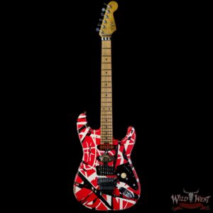 EVH Striped Series Frankenstei Frankie Maple Fingerboard Red with Black Stripes Relic - Image 3
