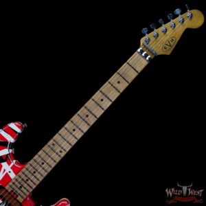 EVH Striped Series Frankenstei Frankie Maple Fingerboard Red with Black Stripes Relic - Image 4