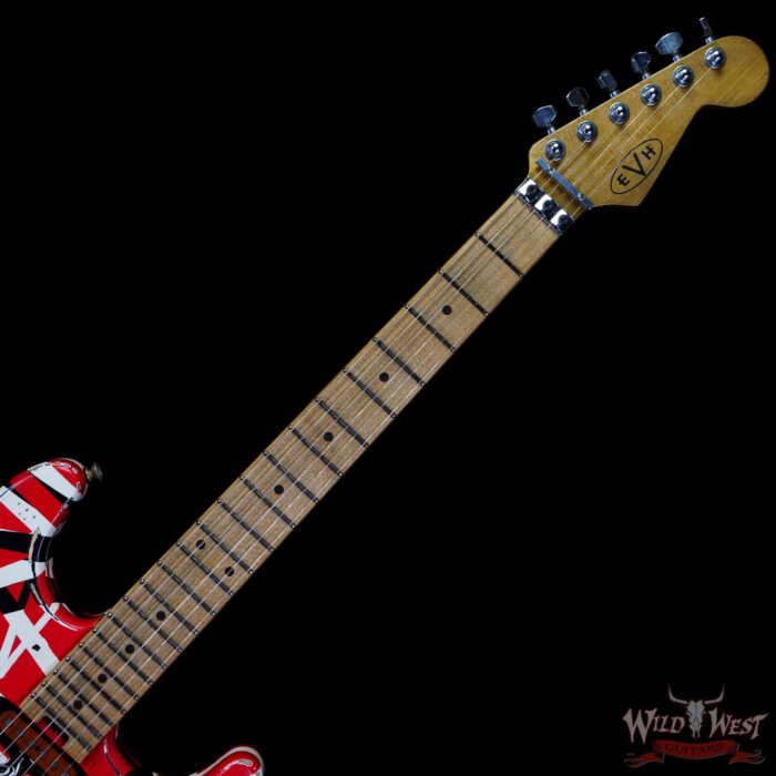 EVH Striped Series Frankenstei Frankie Maple Fingerboard Red with Black Stripes Relic - Image 4