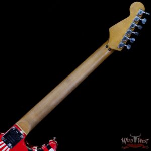 EVH Striped Series Frankenstei Frankie Maple Fingerboard Red with Black Stripes Relic - Image 5